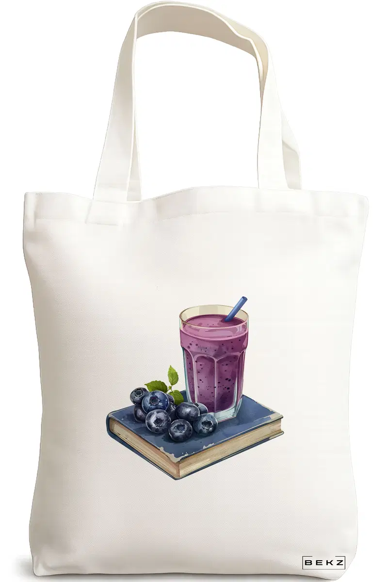 Sacosa Cumparaturi Textila, Geanta Tote, model Books and flowers 10 38 x 34.5 cm, Alb, BEKZ®