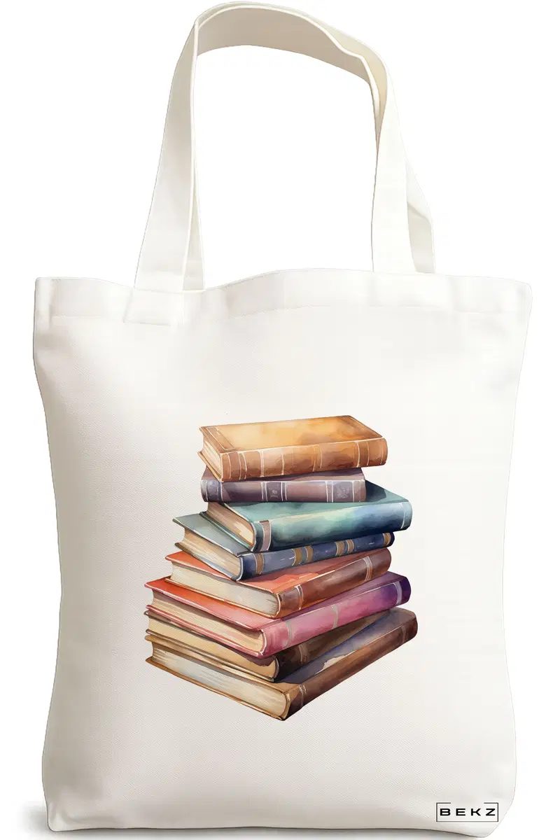 Sacosa Cumparaturi Textila, Geanta Tote, model Books 26 38 x 34.5 cm, Alb, BEKZ®