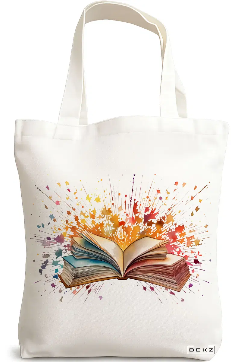 Sacosa Cumparaturi Textila, Geanta Tote, model Books 27 38 x 34.5 cm, Alb, BEKZ®