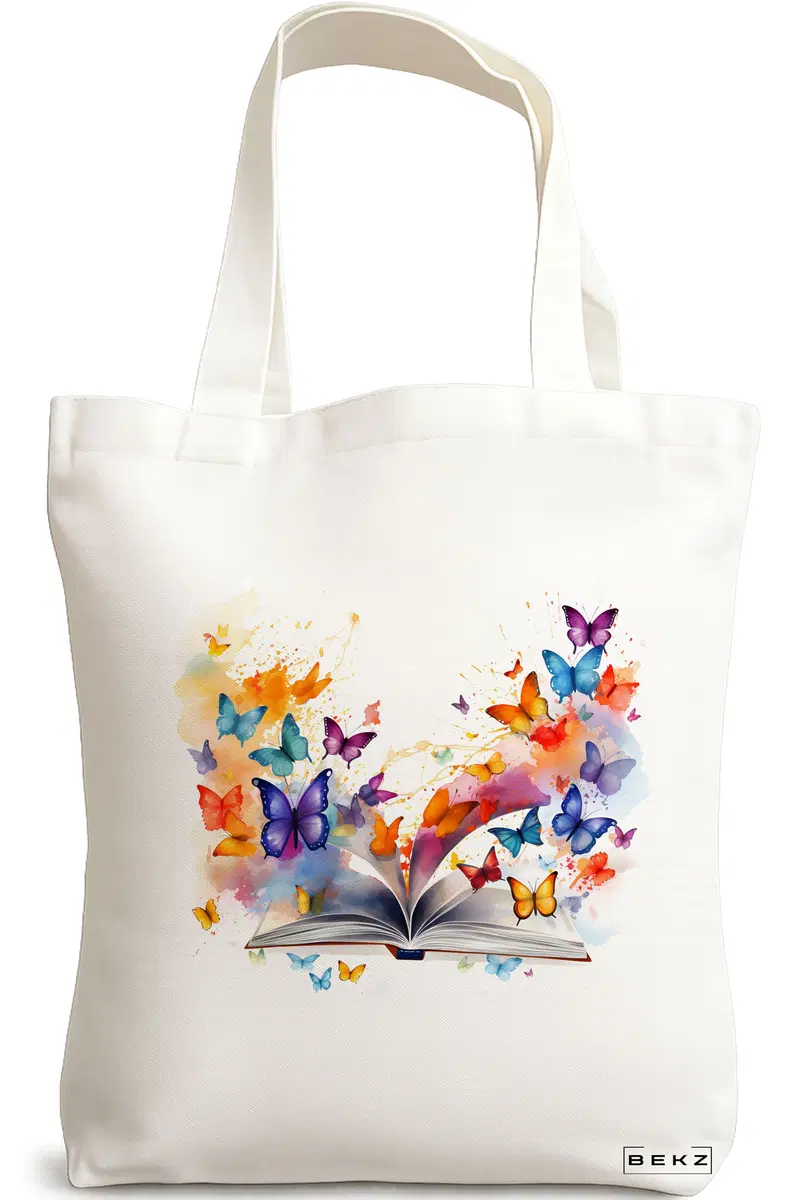 Sacosa Cumparaturi Textila, Geanta Tote, model Books 29 38 x 34.5 cm, Alb, BEKZ®