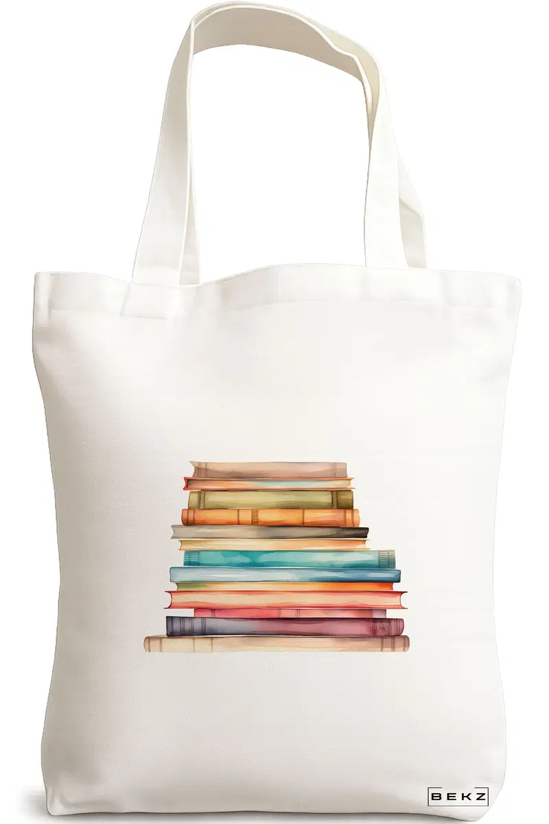 Sacosa Cumparaturi Textila, Geanta Tote, model Books 30 38 x 34.5 cm, Alb, BEKZ®