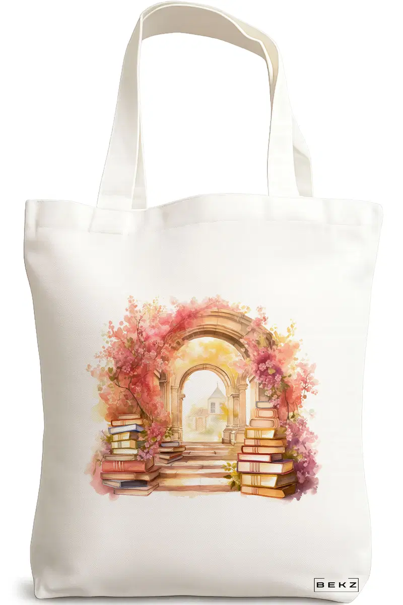 Sacosa Cumparaturi Textila, Geanta Tote, model Books 32 38 x 34.5 cm, Alb, BEKZ®