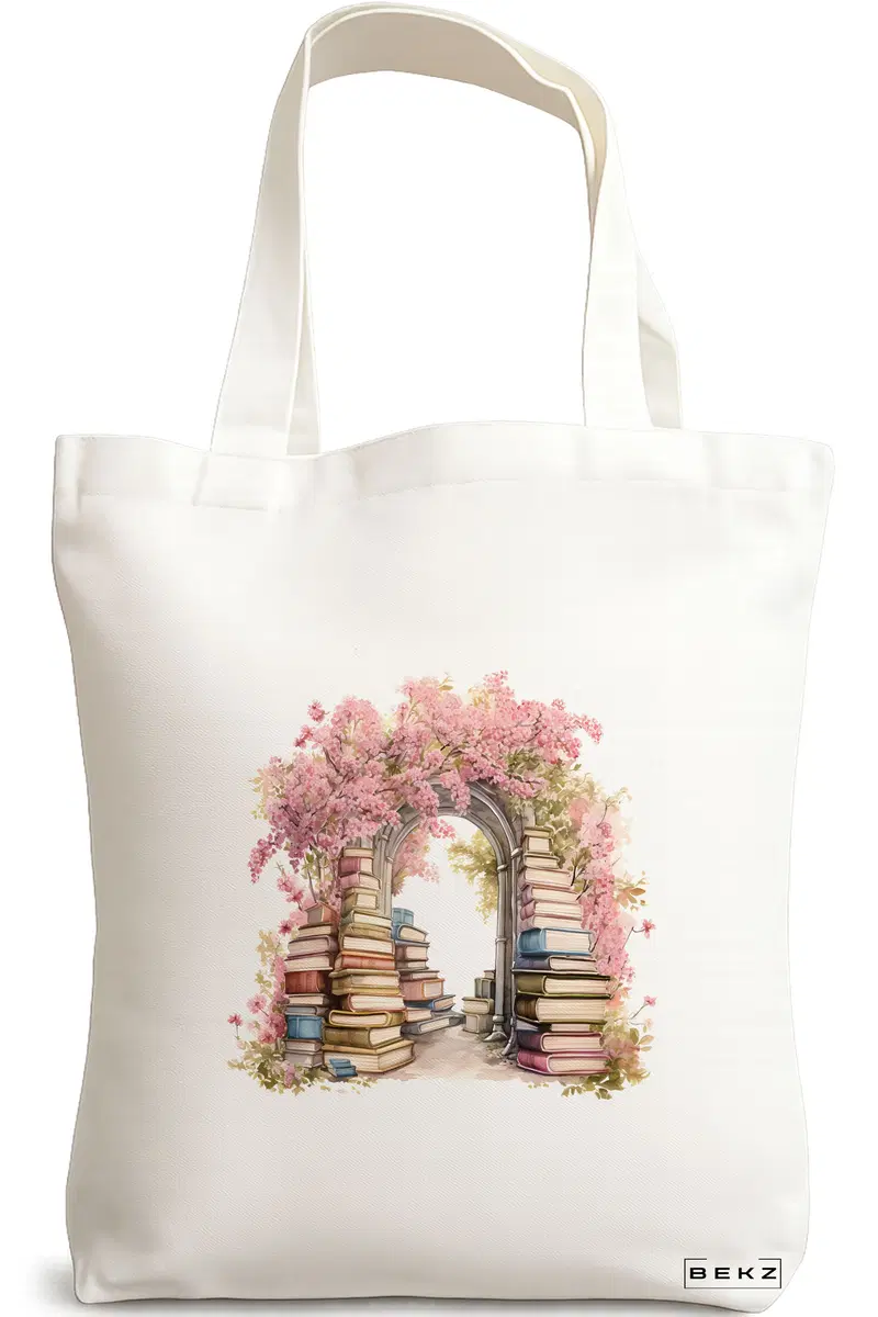 Sacosa Cumparaturi Textila, Geanta Tote, model Books 33 38 x 34.5 cm, Alb, BEKZ®