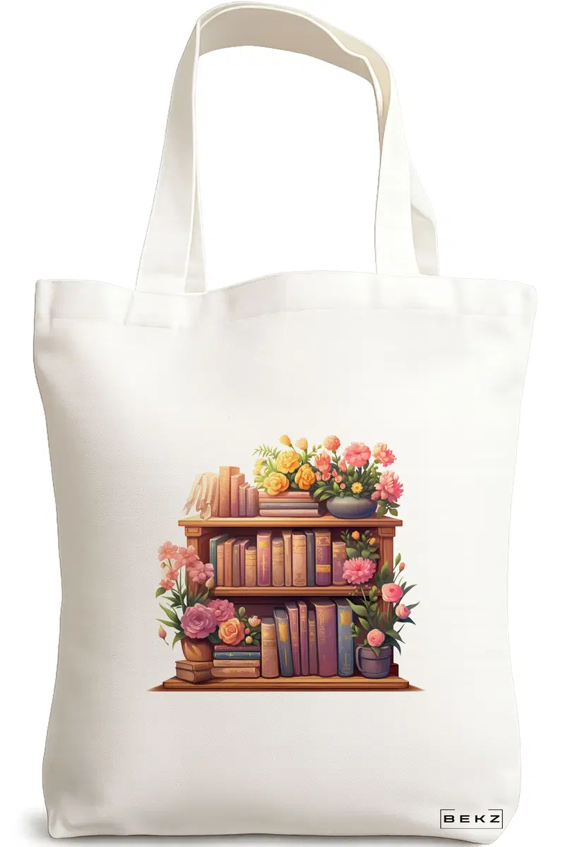 Sacosa Cumparaturi Textila, Geanta Tote, model Books 34 38 x 34.5 cm, Alb, BEKZ®