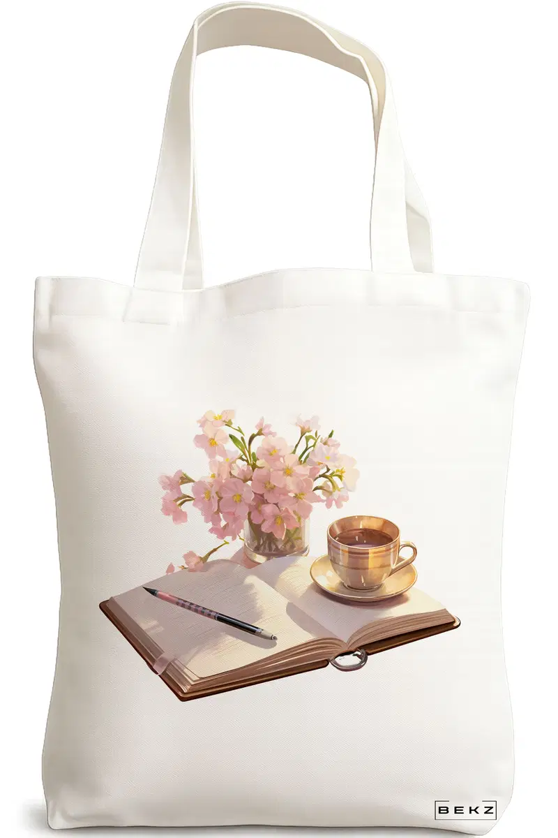 Sacosa Cumparaturi Textila, Geanta Tote, model Books 36 38 x 34.5 cm, Alb, BEKZ®