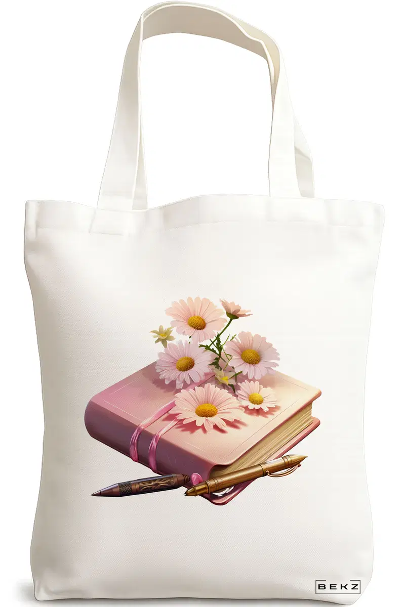 Sacosa Cumparaturi Textila, Geanta Tote, model Books 39 38 x 34.5 cm, Alb, BEKZ®