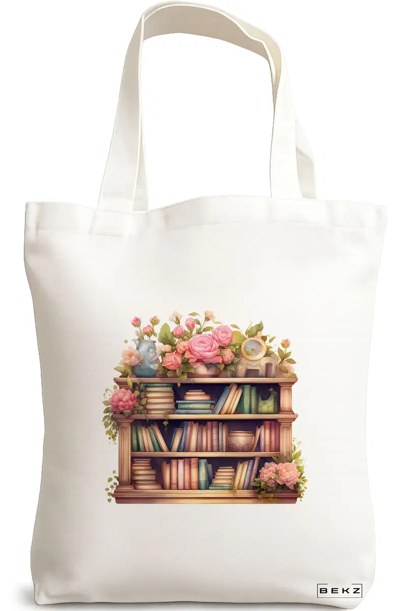 Sacosa Cumparaturi Textila, Geanta Tote, model Books 40 38 x 34.5 cm, Alb, BEKZ®