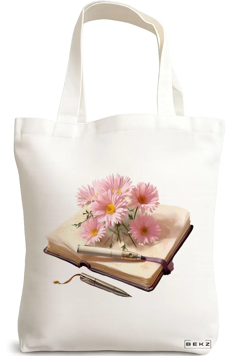 Sacosa Cumparaturi Textila, Geanta Tote, model Books 41 38 x 34.5 cm, Alb, BEKZ®