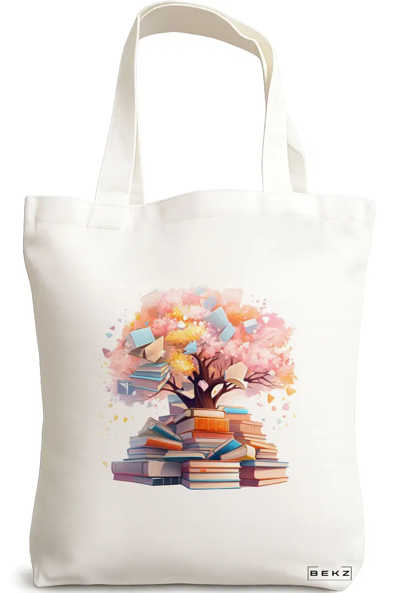 Sacosa Cumparaturi Textila, Geanta Tote, model Books 42 38 x 34.5 cm, Alb, BEKZ®