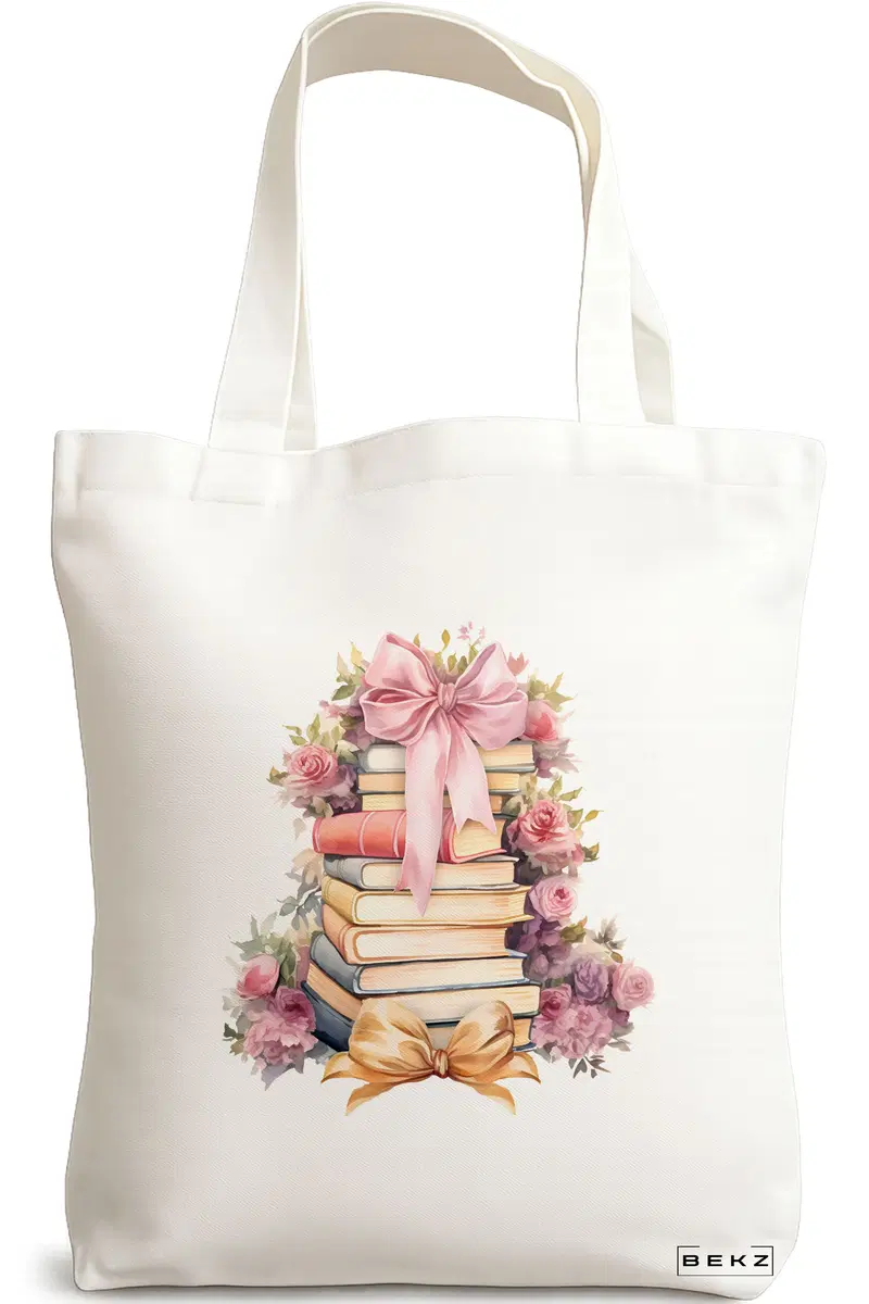 Sacosa Cumparaturi Textila, Geanta Tote, model Books 43 38 x 34.5 cm, Alb, BEKZ®