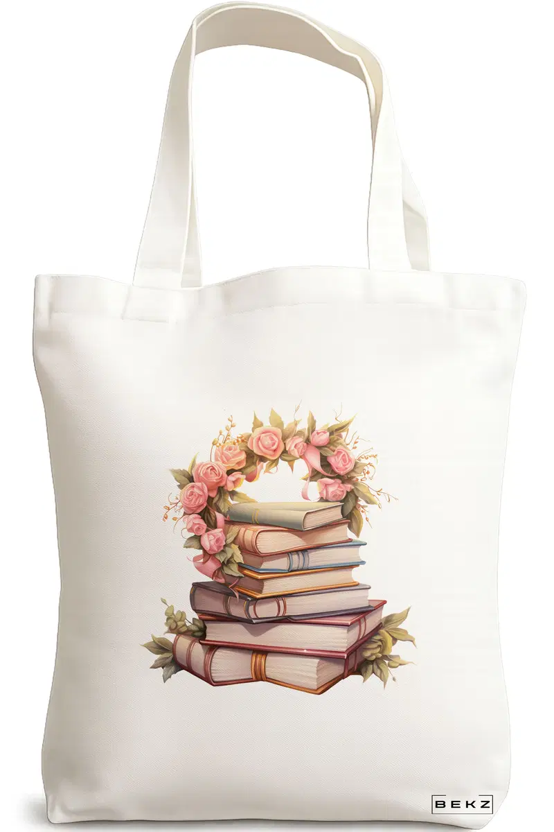 Sacosa Cumparaturi Textila, Geanta Tote, model Books 44 38 x 34.5 cm, Alb, BEKZ®