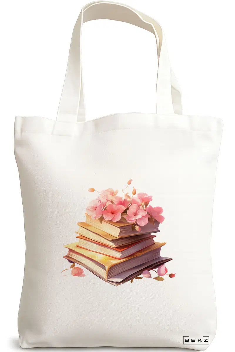 Sacosa Cumparaturi Textila, Geanta Tote, model Books 48 38 x 34.5 cm, Alb, BEKZ®