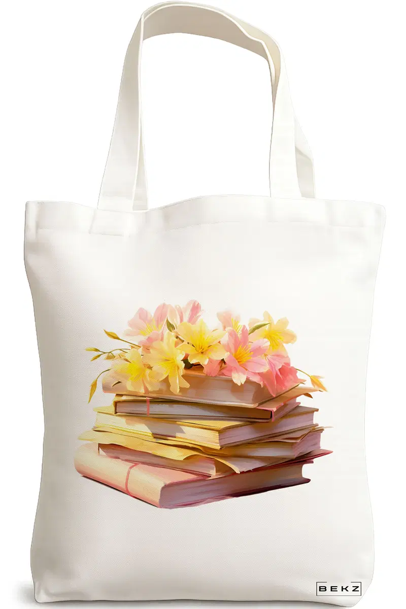 Sacosa Cumparaturi Textila, Geanta Tote, model Books 49 38 x 34.5 cm, Alb, BEKZ®