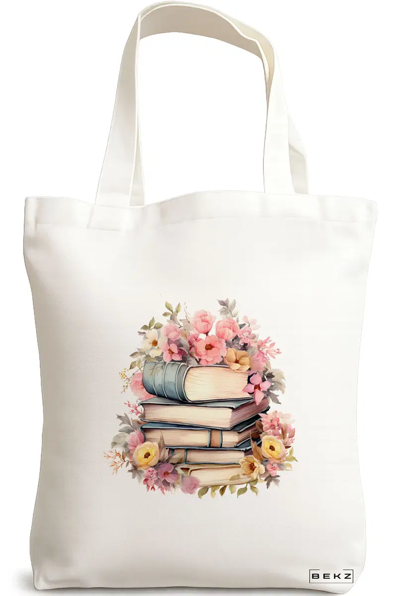 Sacosa Cumparaturi Textila, Geanta Tote, model Books 53 38 x 34.5 cm, Alb, BEKZ®