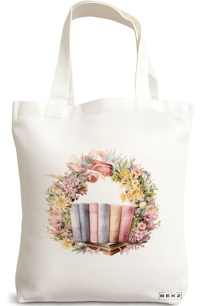 Sacosa Cumparaturi Textila, Geanta Tote, model Books 54 38 x 34.5 cm, Alb, BEKZ®