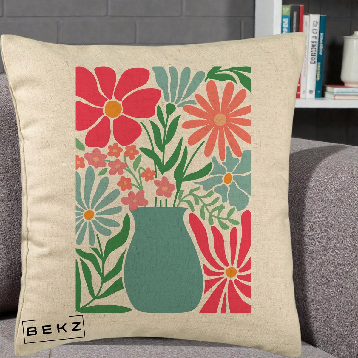 Perna Decorativa Stea de Mare Colorata Psiheledic, 40x40 cm, Bej, Husa Detasabila, Perna, BEKZ®