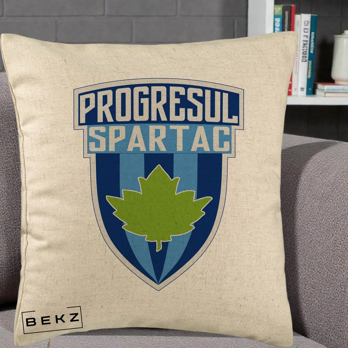 Perna Decorativa Progresul Spartac Fotbal, 40x40 cm, Bej, Husa Detasabila, Perna, BEKZ®