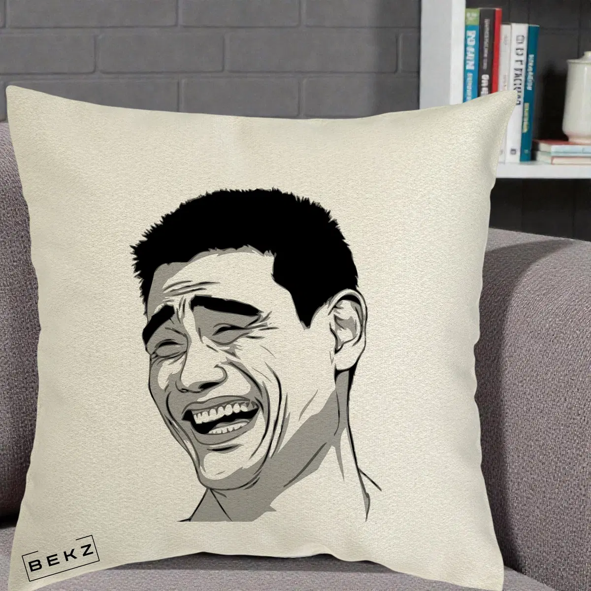 Perna Decorativa Yao Ming Meme, 40x40 cm, Ecru, Husa Detasabila, Perna, BEKZ®