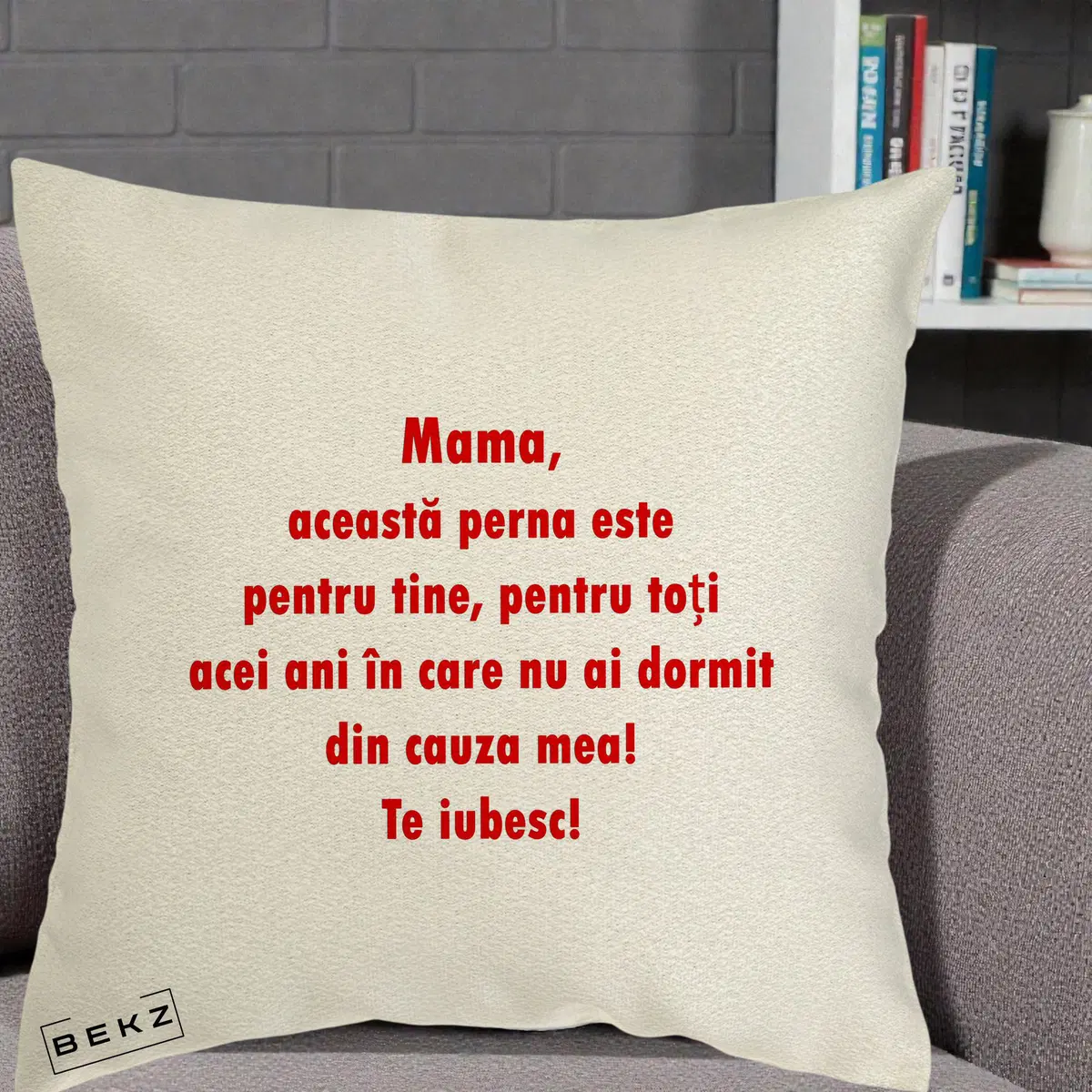 Perna Decorativa Perna pentru Mama, 40x40 cm, Ecru, Husa Detasabila, Perna, BEKZ®