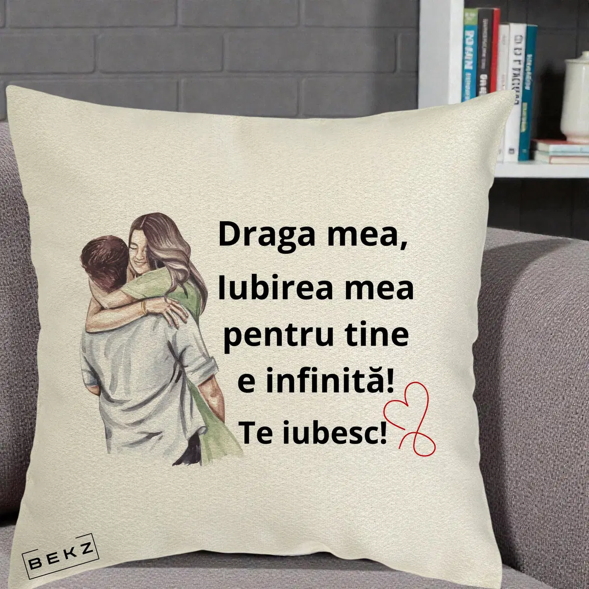 Perna Decorativa Floare Margareta Albastra Acuarela, 40x40 cm, Ecru, Husa Detasabila, Perna, BEKZ®
