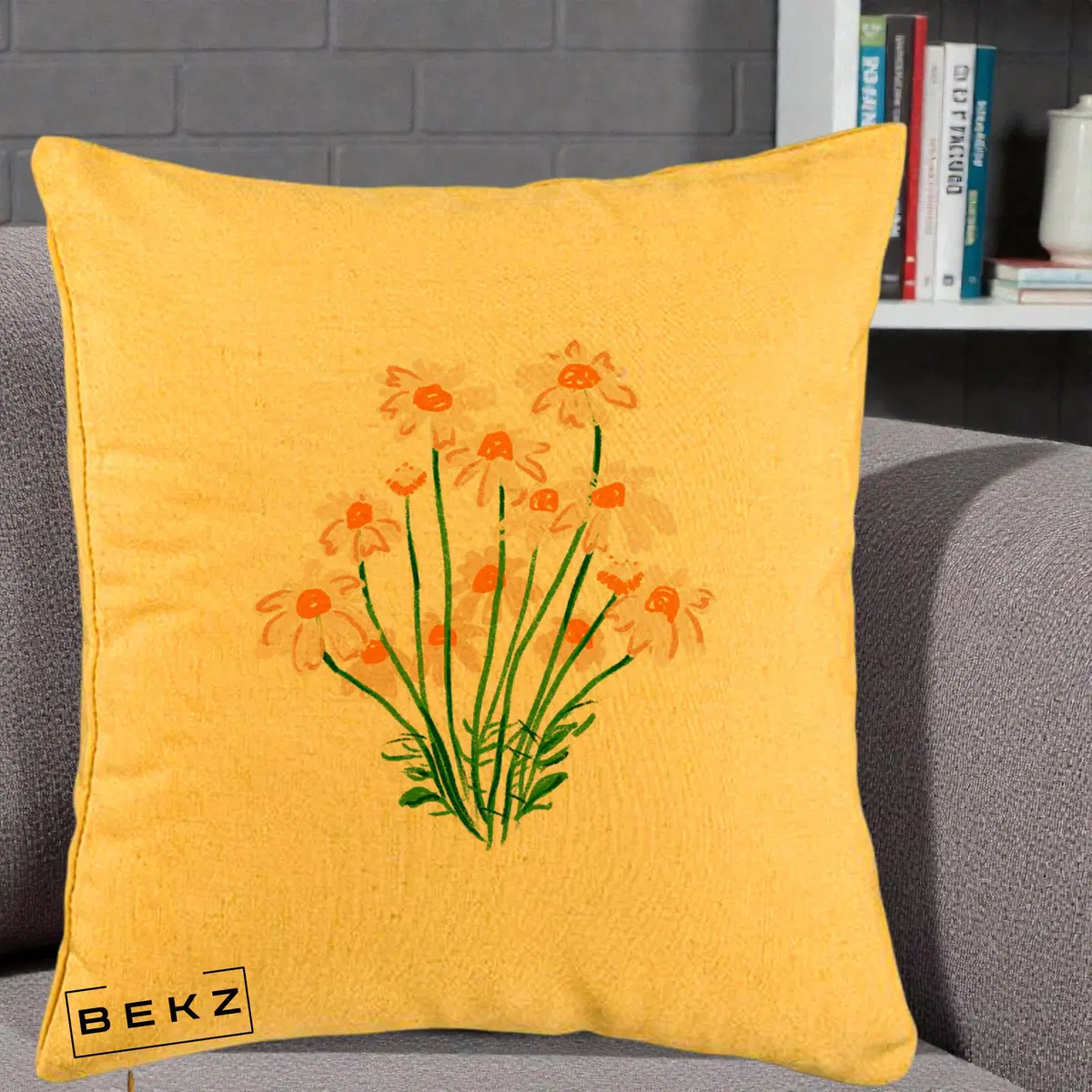 Perna Decorativa Margarete Camp, 40x40 cm, Galben, Husa Detasabila, Perna, BEKZ®
