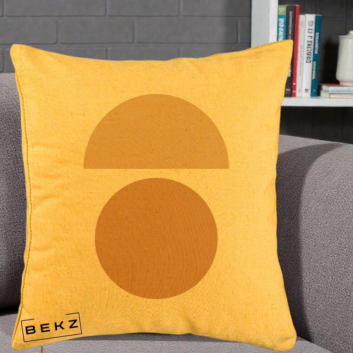 Perna Decorativa Geometric Minimalist Auriu, 40x40 cm, Galben, Husa Detasabila, Perna, BEKZ®
