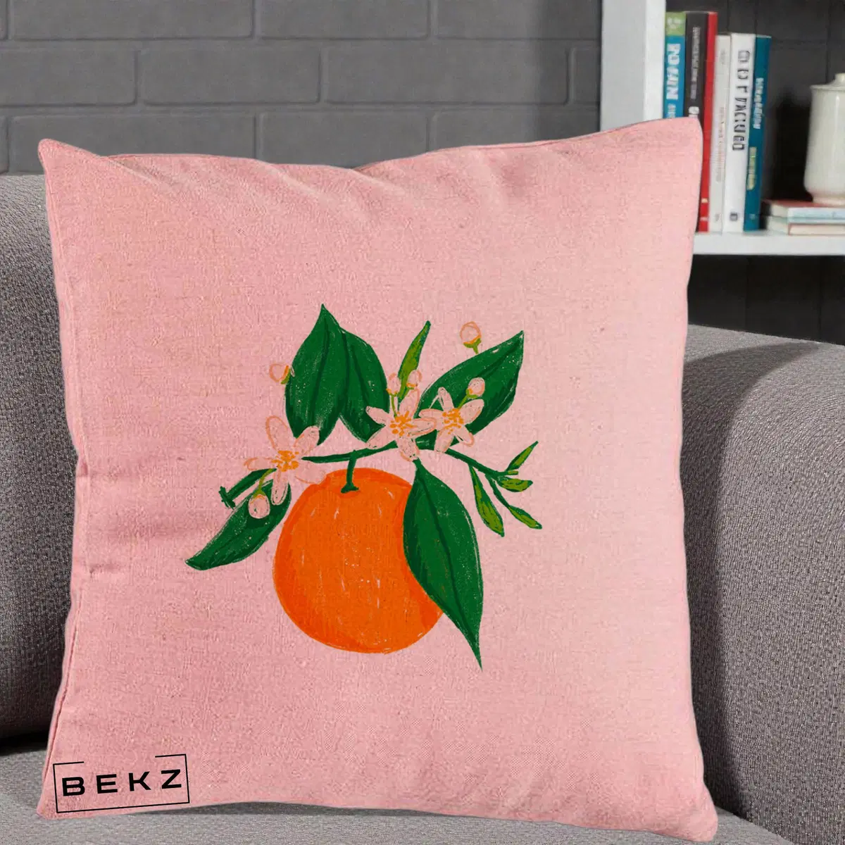 Perna Decorativa Portocala in Floare, 40x40 cm, Roz, Husa Detasabila, Perna, BEKZ®