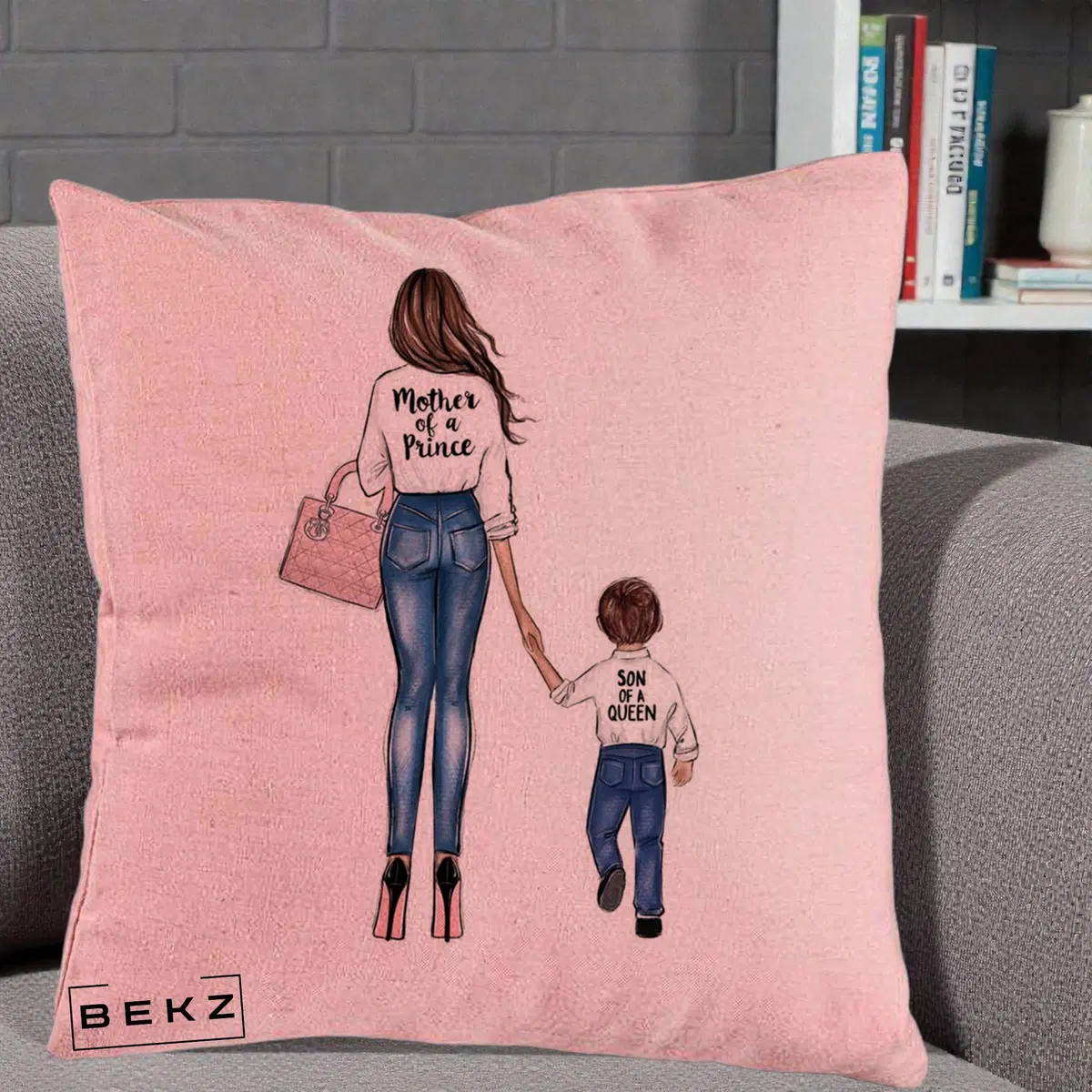 Perna Decorativa, Model Mother of a Prince, 40x40 cm, Roz, Husa Detasabila, Perna, BEKZ®
