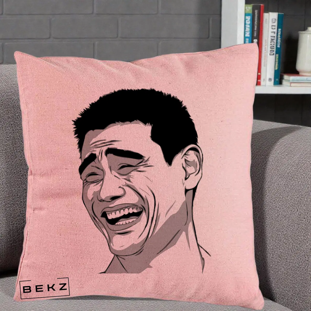 Perna Decorativa Yao Ming Meme, 40x40 cm, Roz, Husa Detasabila, Perna, BEKZ®
