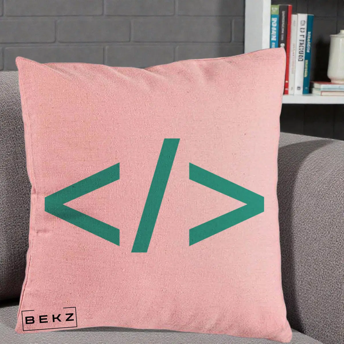 Perna Decorativa Cod HTML Turcoaz, 40x40 cm, Roz, Husa Detasabila, Perna, BEKZ®