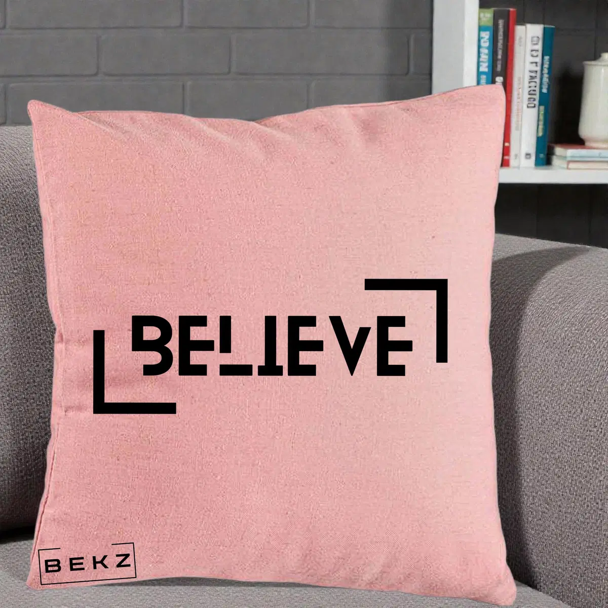 Perna Decorativa Believe Minimalist, 40x40 cm, Roz, Husa Detasabila, Perna, BEKZ®