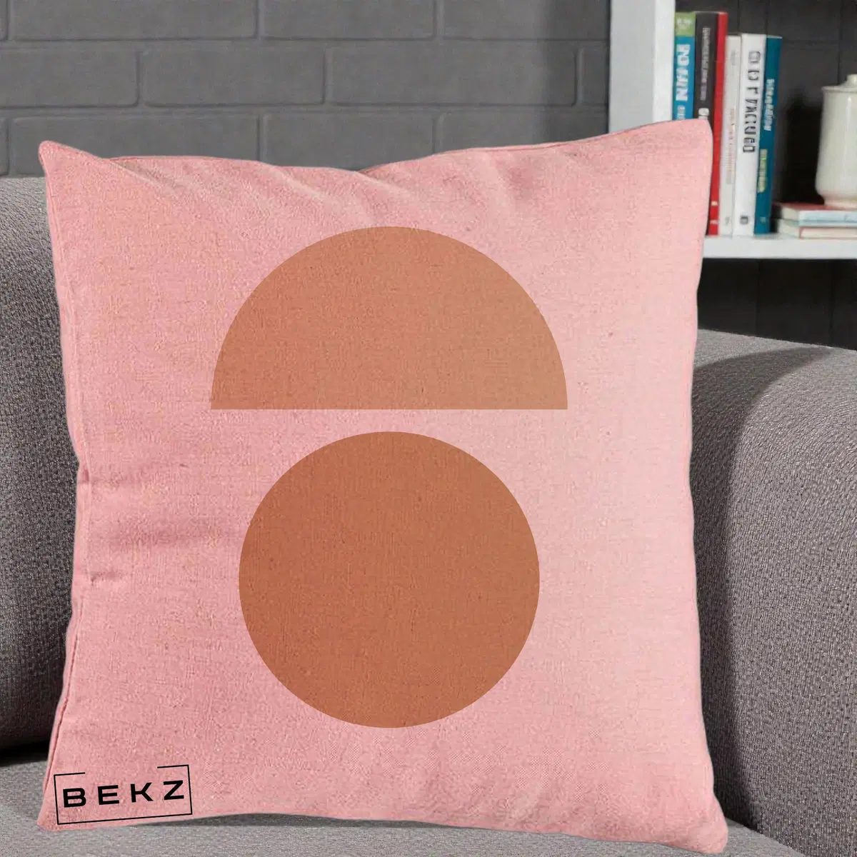 Perna Decorativa Geometric Minimalist Auriu, 40x40 cm, Roz, Husa Detasabila, Perna, BEKZ®