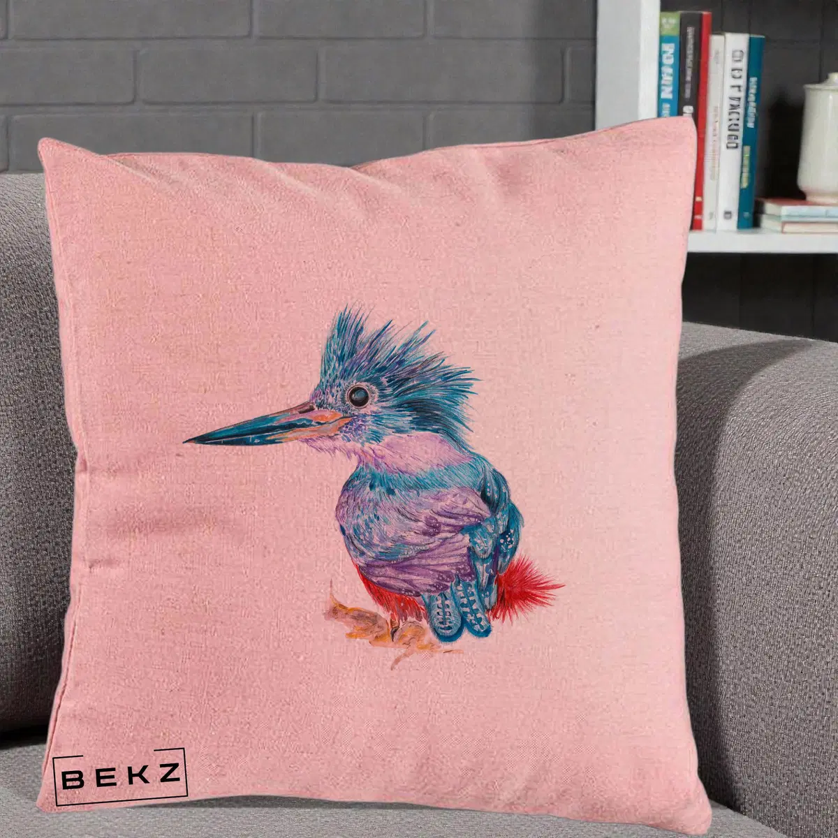 Perna Decorativa Copacul Vietii Teal cu Radacini, 40x40 cm, Roz, Husa Detasabila, Perna, BEKZ®