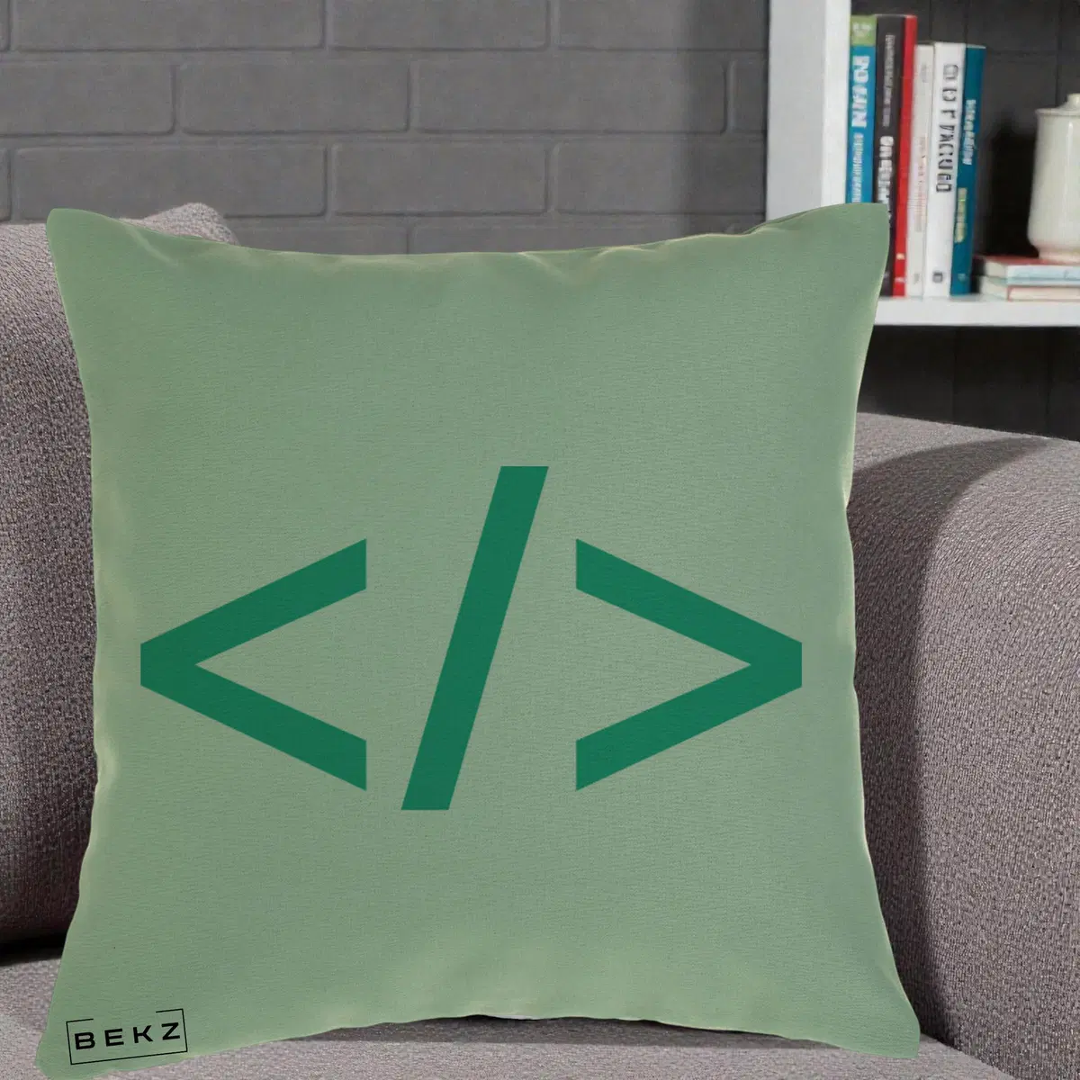 Perna Decorativa Cod HTML Turcoaz, 40x40 cm, Verde, Husa Detasabila, Perna, BEKZ®