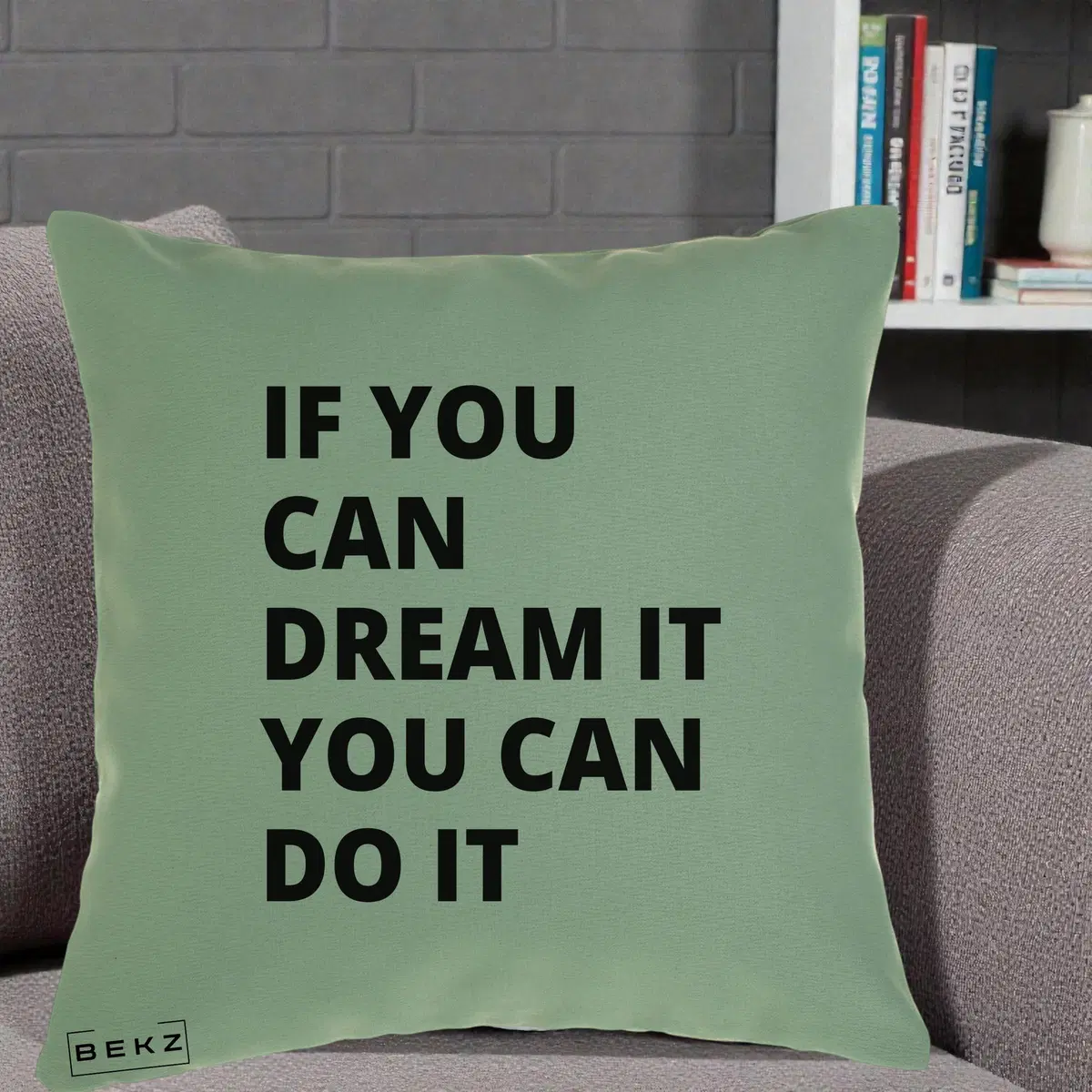 Perna Decorativa If You Can Dream It, 40x40 cm, Verde, Husa Detasabila, Perna, BEKZ®