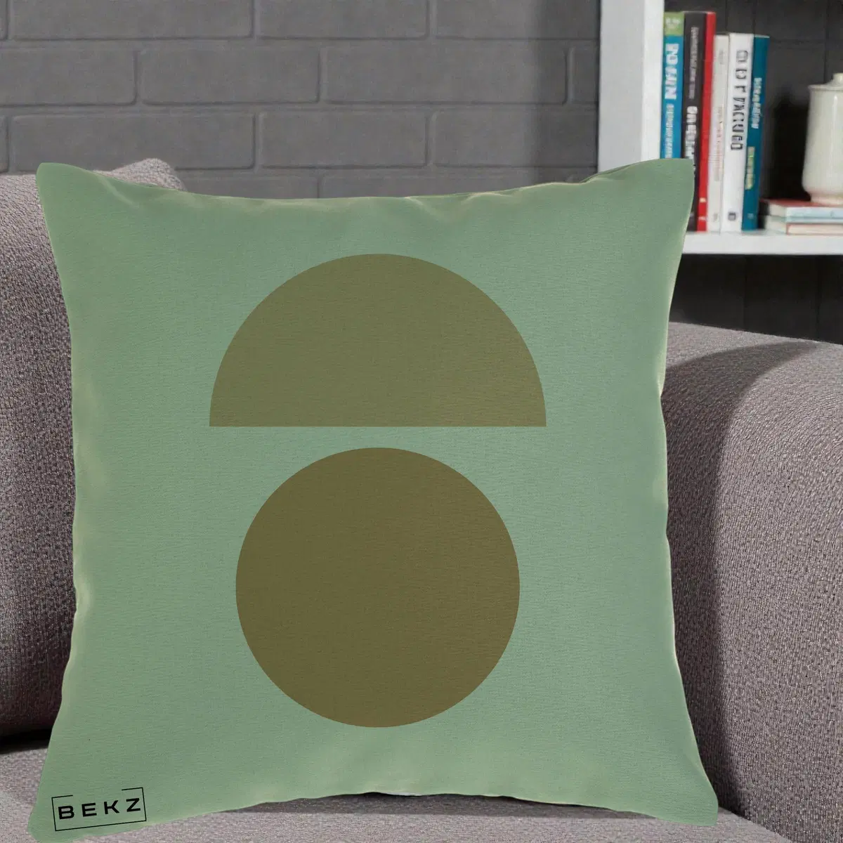 Perna Decorativa Geometric Minimalist Auriu, 40x40 cm, Verde, Husa Detasabila, Perna, BEKZ®