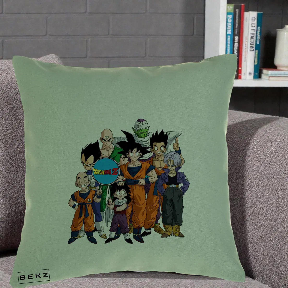 Perna Decorativa Dragon Ball Z Grup Complet, 40x40 cm, Verde, Husa Detasabila, Perna, BEKZ®