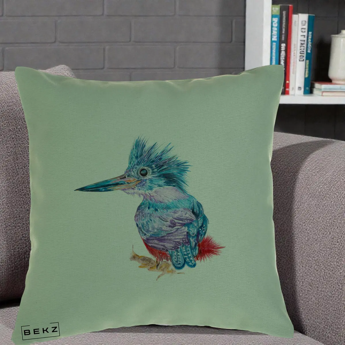 Perna Decorativa Copacul Vietii Teal cu Radacini, 40x40 cm, Verde, Husa Detasabila, Perna, BEKZ®