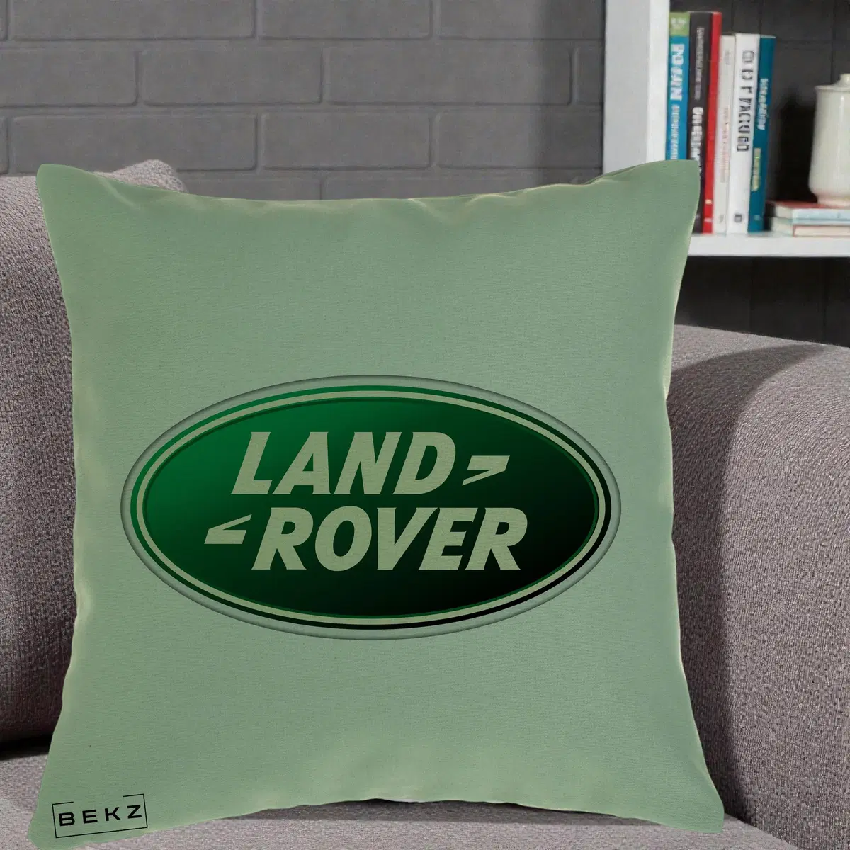 Perna Decorativa Logo Land Rover Verde pe Fond verde, 40x40 cm, Verde, Husa Detasabila, Perna, BEKZ®