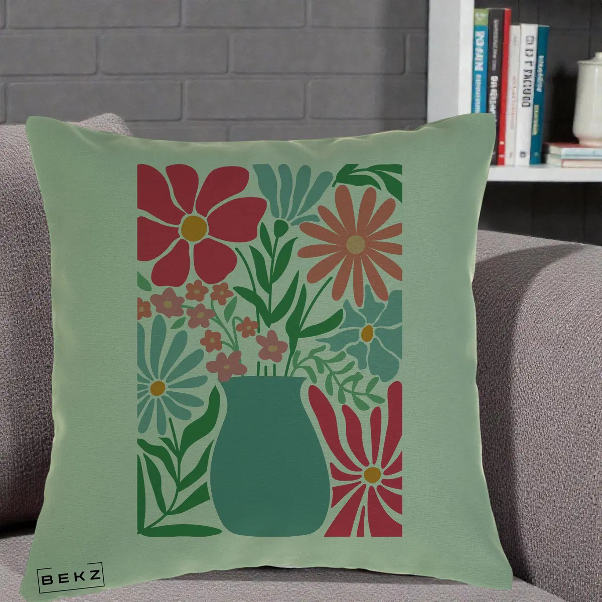 Perna Decorativa Stea de Mare Colorata Psiheledic, 40x40 cm, Verde, Husa Detasabila, Perna, BEKZ®