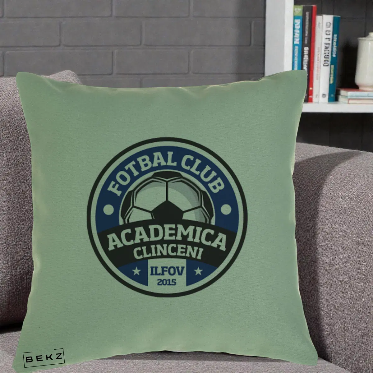 Perna Decorativa Academica Clinceni Fotbal Club, 40x40 cm, Verde, Husa Detasabila, Perna, BEKZ®