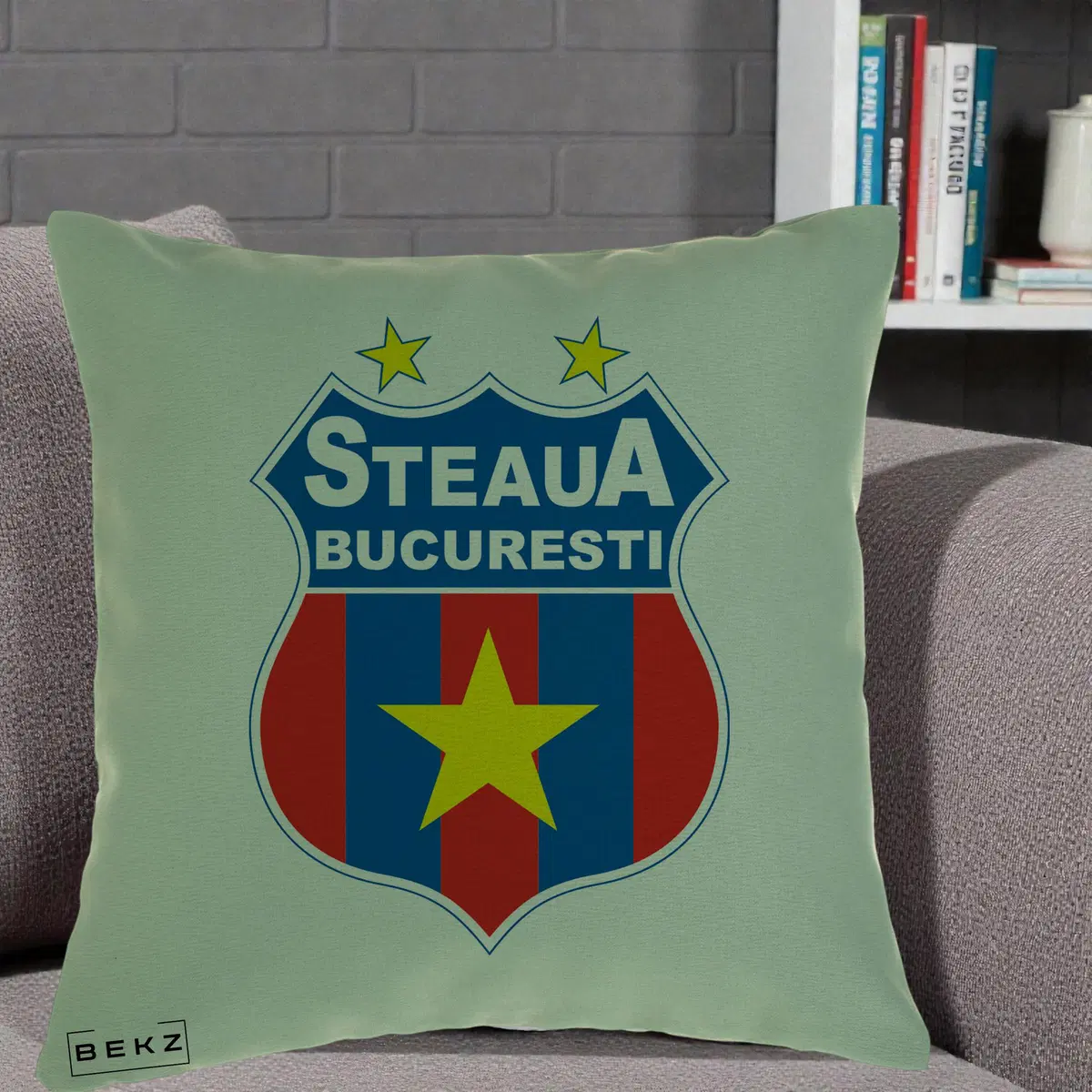 Perna Decorativa Steaua Bucuresti Fotbal, 40x40 cm, Verde, Husa Detasabila, Perna, BEKZ®