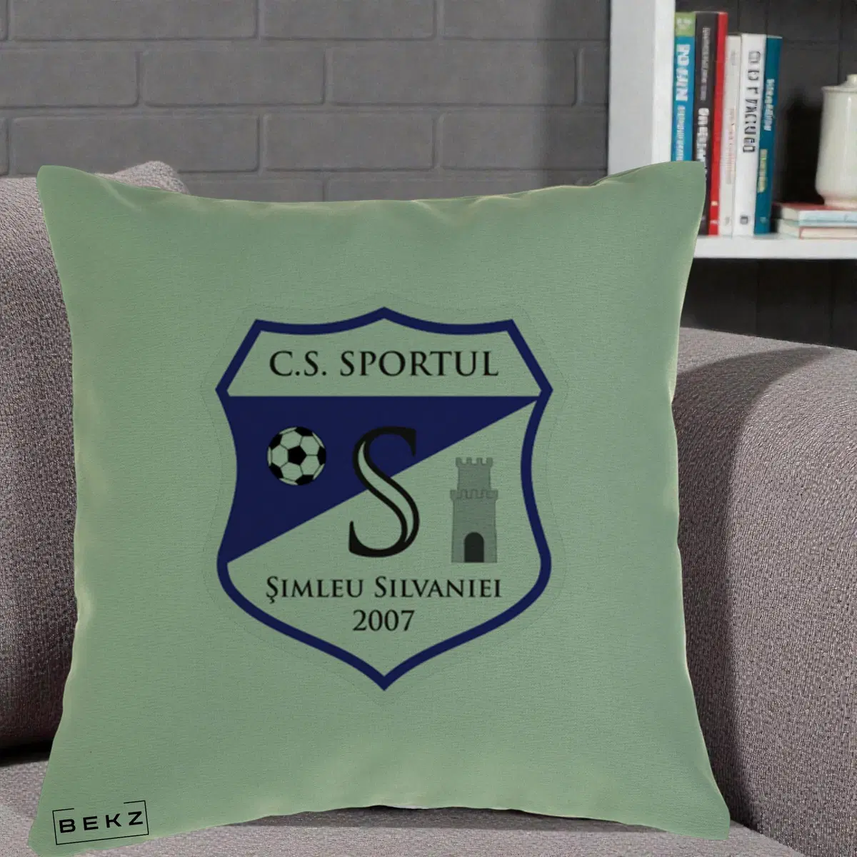 Perna Decorativa CS Sportul Simleu Silvaniei 2007, 40x40 cm, Verde, Husa Detasabila, Perna, BEKZ®