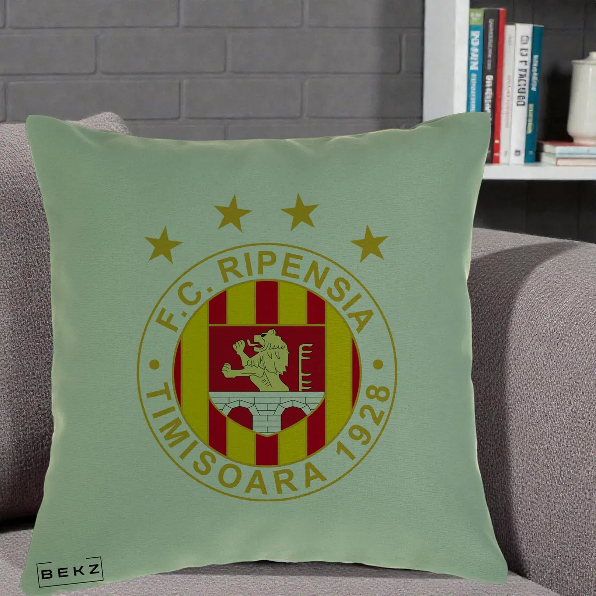 Perna Decorativa FC Ripensia Timisoara 1928, 40x40 cm, Verde, Husa Detasabila, Perna, BEKZ®