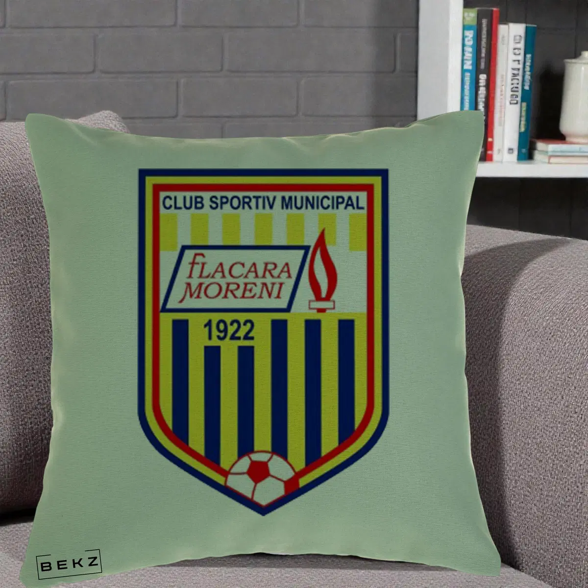 Perna Decorativa CSM Flacara Moreni 1922 Fotbal, 40x40 cm, Verde, Husa Detasabila, Perna, BEKZ®