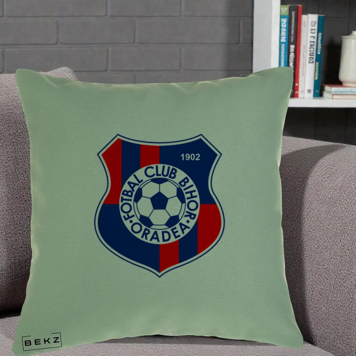 Perna Decorativa FC Bihor Oradea 1902 Fotbal, 40x40 cm, Verde, Husa Detasabila, Perna, BEKZ®