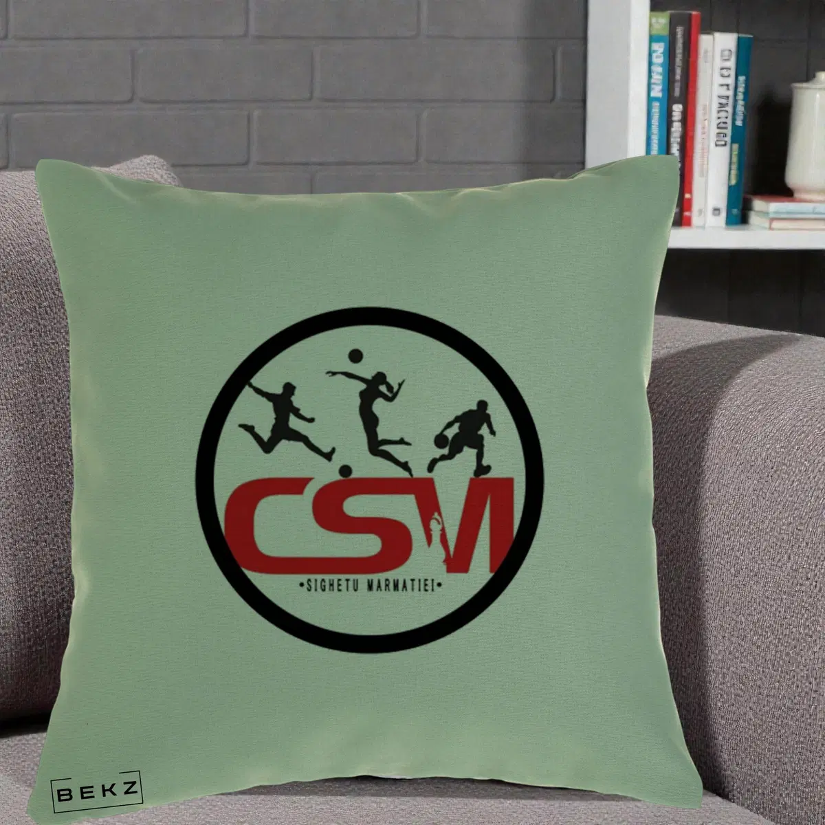 Perna Decorativa CSM Sighetu Marmatiei Sport, 40x40 cm, Verde, Husa Detasabila, Perna, BEKZ®