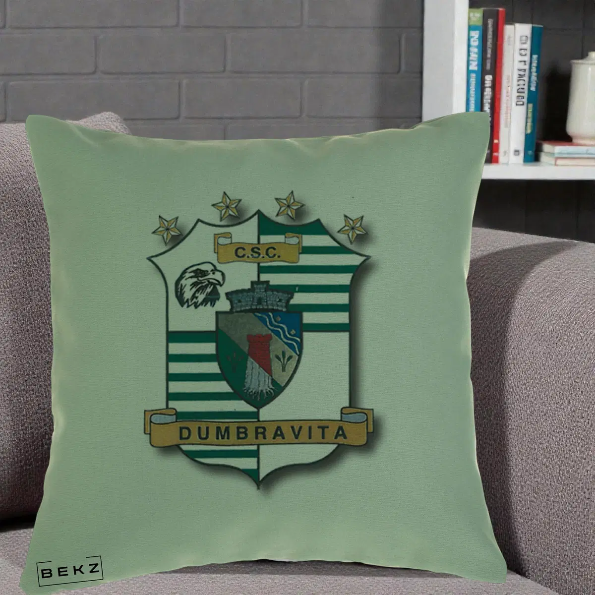 Perna Decorativa CSC Dumbravita Fotbal, 40x40 cm, Verde, Husa Detasabila, Perna, BEKZ®