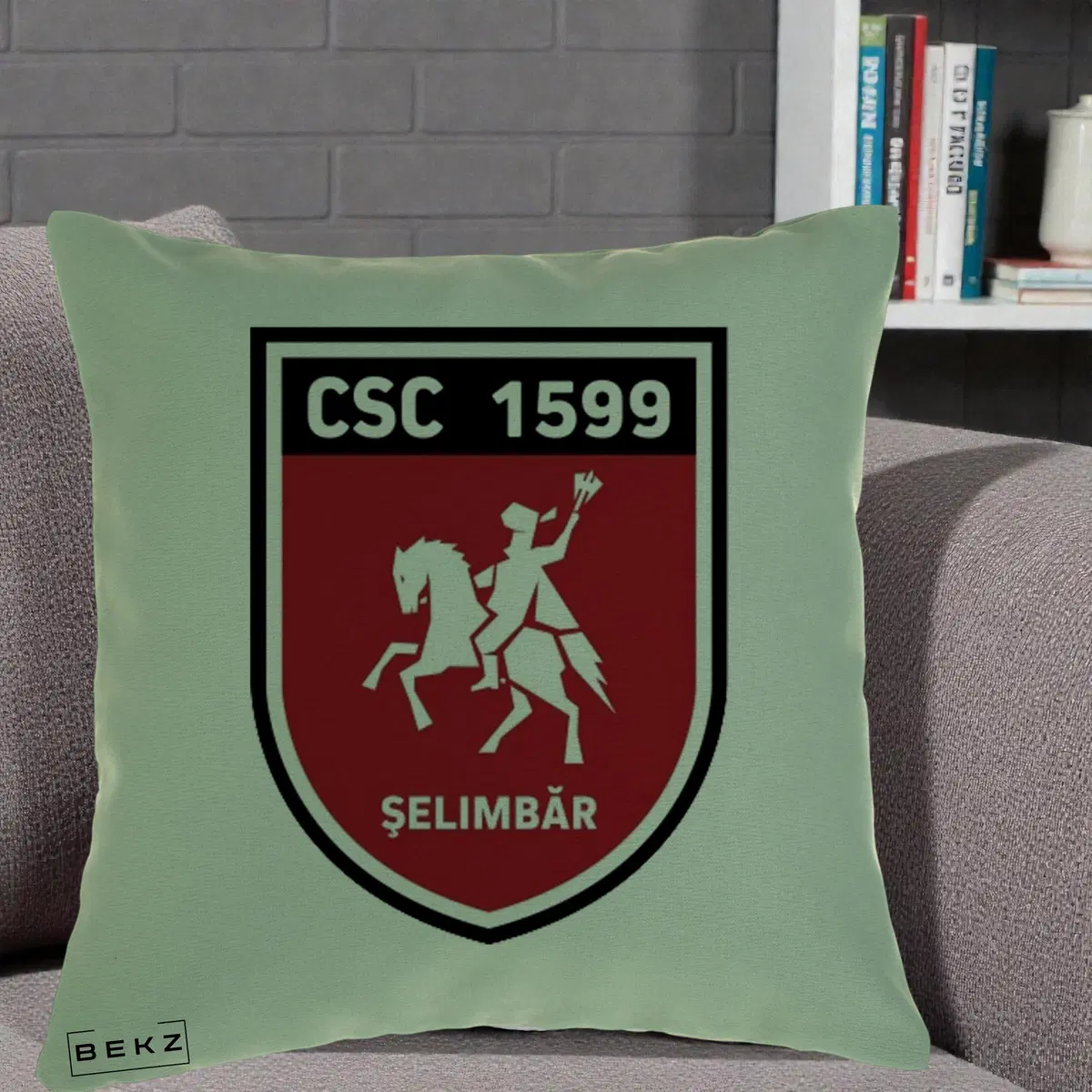 Perna Decorativa CSC 1599 Selimbar Fotbal, 40x40 cm, Verde, Husa Detasabila, Perna, BEKZ®