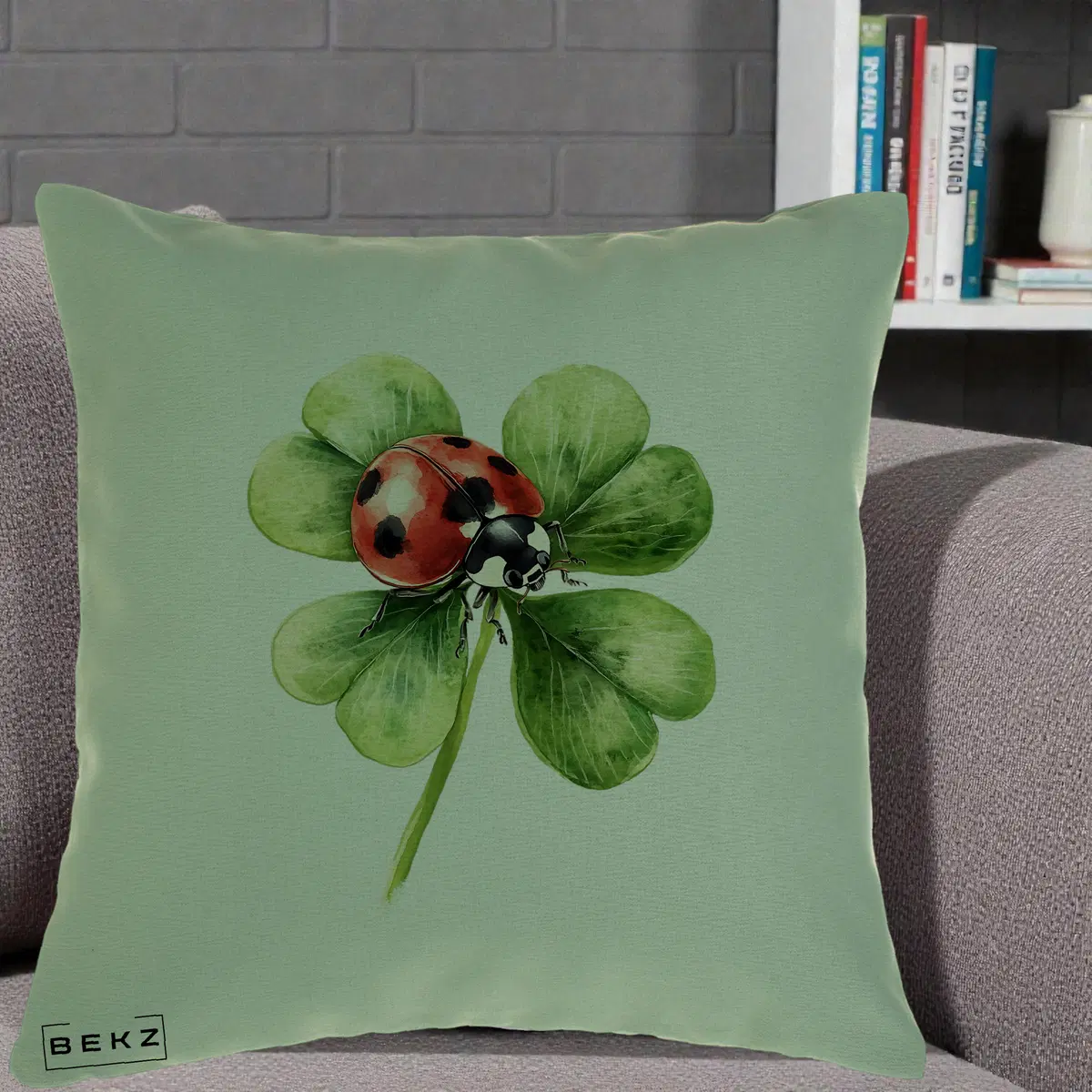 Perna Decorativa Raton Glamour cu Guma Roz, 40x40 cm, Verde, Husa Detasabila, Perna, BEKZ®